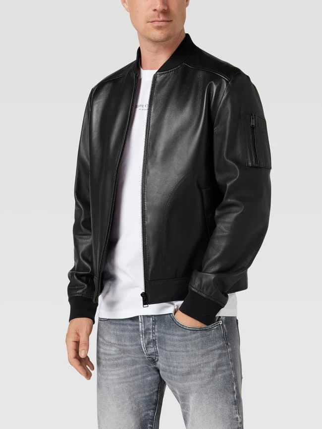 BOSS Lederjacke Mit Stehkragen Modell 'Malba' - Schwarz 4 BOSS Lederjacke Mit Stehkragen Modell 'Malba' - Schwarz – Bild 4