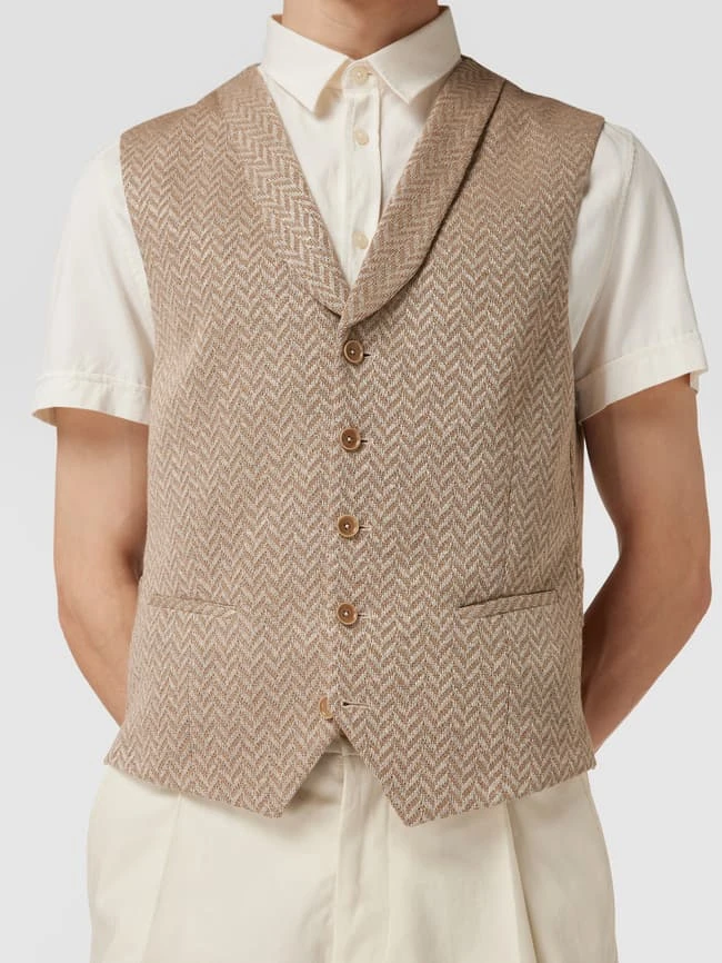 CG - Club Of Gents Weste Mit Schalkragen - Beige 3 CG - Club Of Gents Weste Mit Schalkragen - Beige – Bild 3