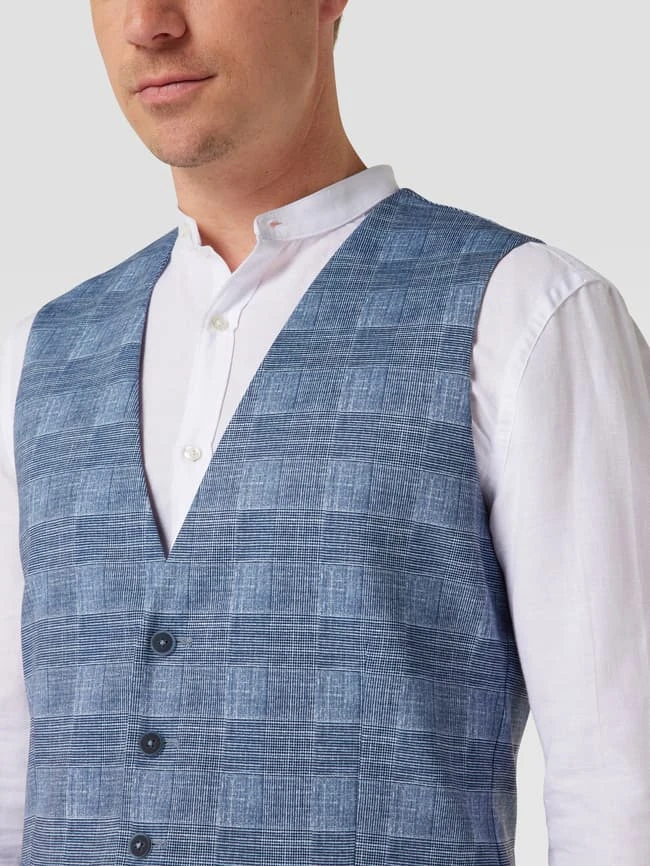 MCNEAL Slim Fit Weste Mit Karomuster - Marineblau 3 MCNEAL Slim Fit Weste Mit Karomuster - Marineblau – Bild 3
