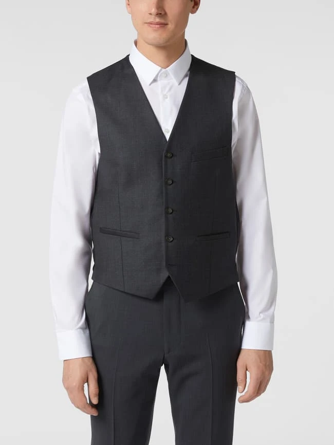 CG - Club Of Gents Slim Fit Weste Aus Schurwolle - 'Savile Row' - Dunkelgrau 4 CG - Club Of Gents Slim Fit Weste Aus Schurwolle - 'Savile Row' - Dunkelgrau – Bild 4