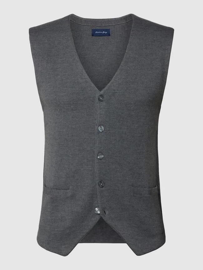 Christian Berg Men Weste In Strick-Optik - Graphit Meliert 2 Christian Berg Men Weste In Strick-Optik - Graphit Meliert – Bild 2