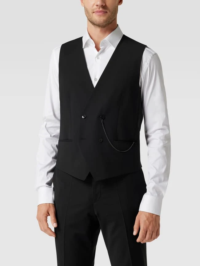 HUGO Weste Mit V-Ausschnitt Modell 'Vin' - Schwarz 4 HUGO Weste Mit V-Ausschnitt Modell 'Vin' - Schwarz – Bild 4