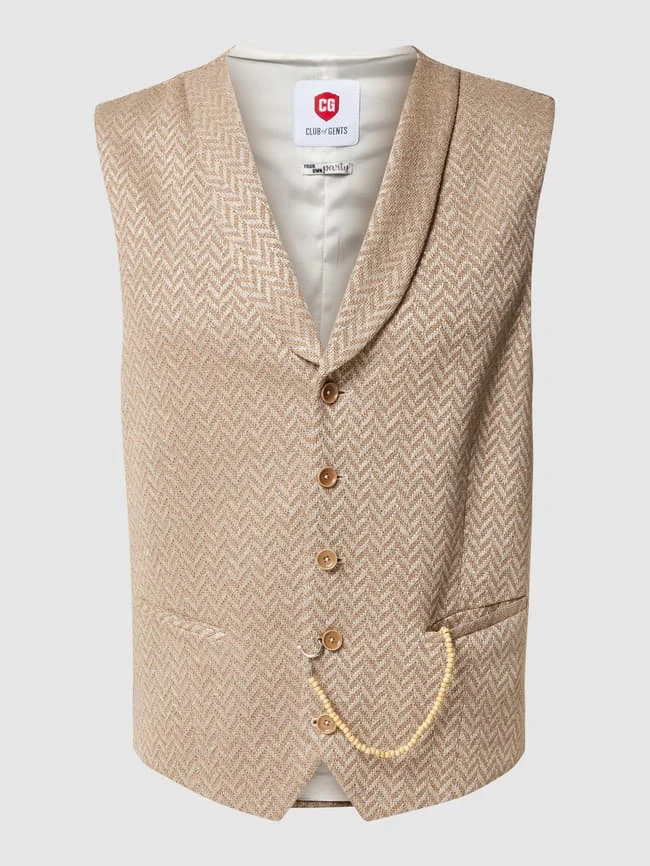 CG - Club Of Gents Weste Mit Schalkragen - Beige 2 CG - Club Of Gents Weste Mit Schalkragen - Beige – Bild 2