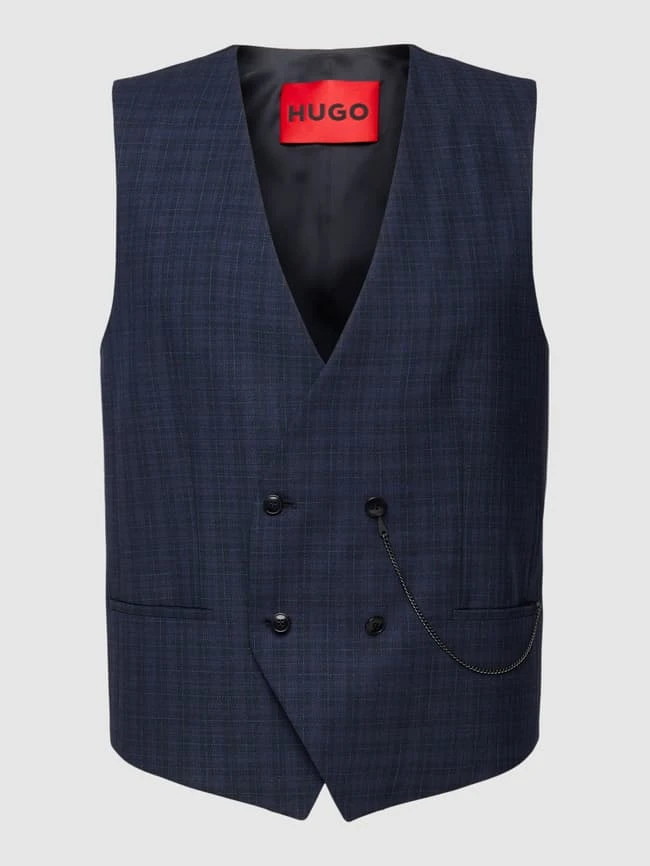 HUGO Weste Mit Glencheck-Muster Modell 'Vin' - Marineblau 1 HUGO Weste Mit Glencheck-Muster Modell 'Vin' - Marineblau