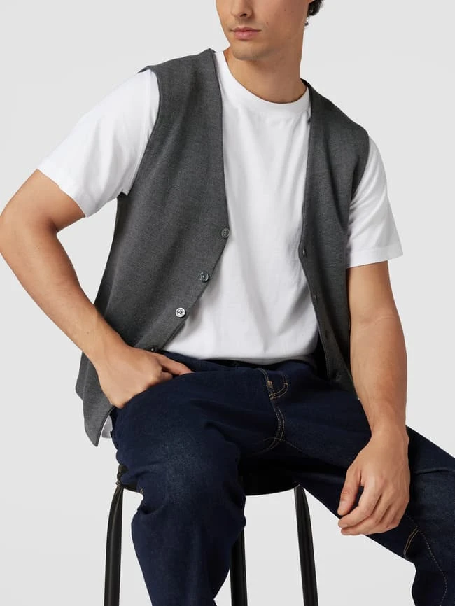 Christian Berg Men Weste In Strick-Optik - Graphit Meliert 3 Christian Berg Men Weste In Strick-Optik - Graphit Meliert – Bild 3