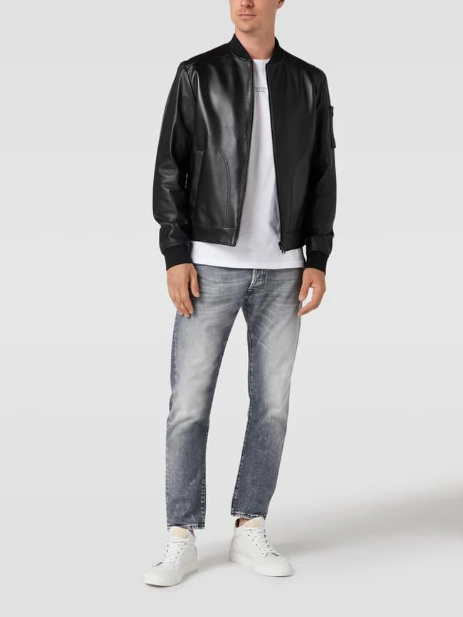 BOSS Lederjacke Mit Stehkragen Modell 'Malba' - Schwarz 1 BOSS Lederjacke Mit Stehkragen Modell 'Malba' - Schwarz