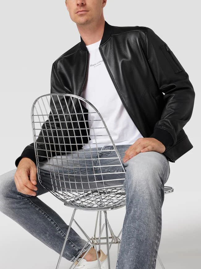 BOSS Lederjacke Mit Stehkragen Modell 'Malba' - Schwarz 3 BOSS Lederjacke Mit Stehkragen Modell 'Malba' - Schwarz – Bild 3