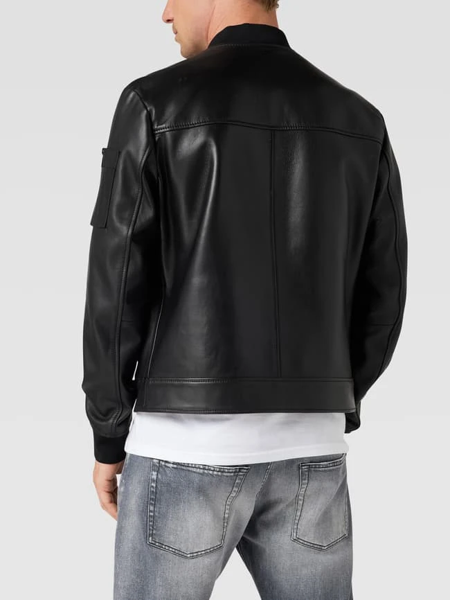 BOSS Lederjacke Mit Stehkragen Modell 'Malba' - Schwarz 5 BOSS Lederjacke Mit Stehkragen Modell 'Malba' - Schwarz – Bild 5