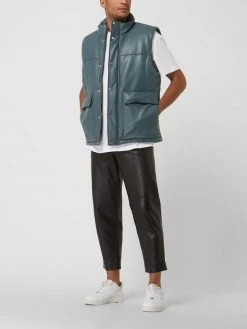 YOUNG POETS SOCIETY Weste Aus Schafsleder Modell 'Pekka' - Wattiert - Rauchblau