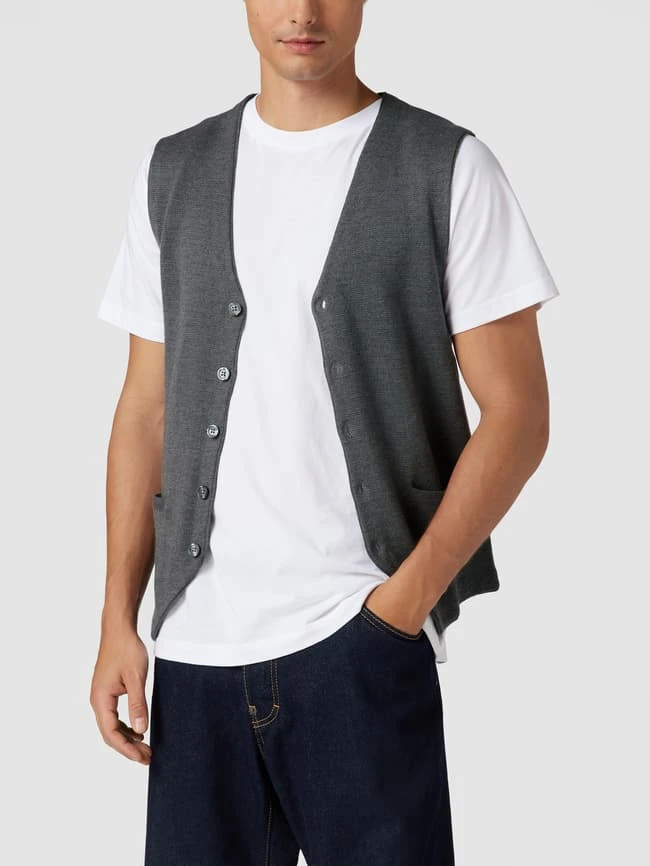 Christian Berg Men Weste In Strick-Optik - Graphit Meliert 4 Christian Berg Men Weste In Strick-Optik - Graphit Meliert – Bild 4