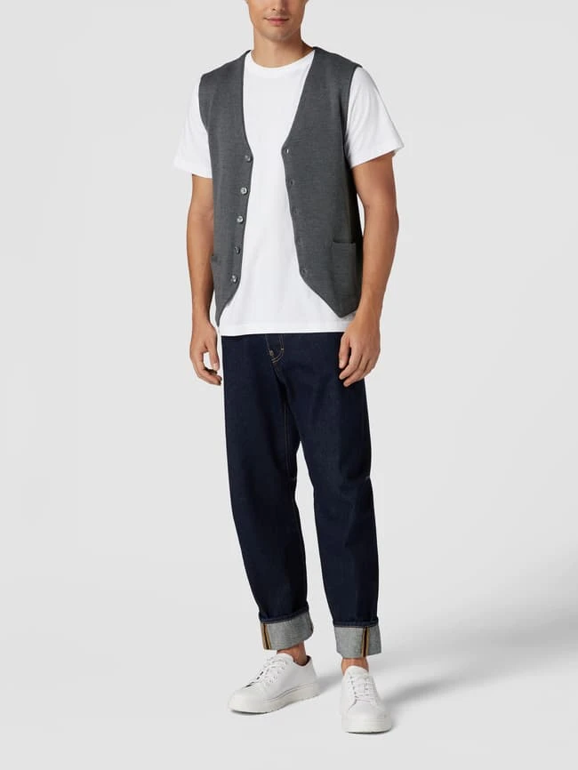 Christian Berg Men Weste In Strick-Optik - Graphit Meliert 1 Christian Berg Men Weste In Strick-Optik - Graphit Meliert