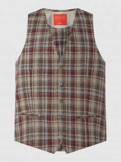 DIGEL Slim Fit Weste Aus Leinen-Schurwoll-Mix Modell 'Lucien' - Mittelgrau