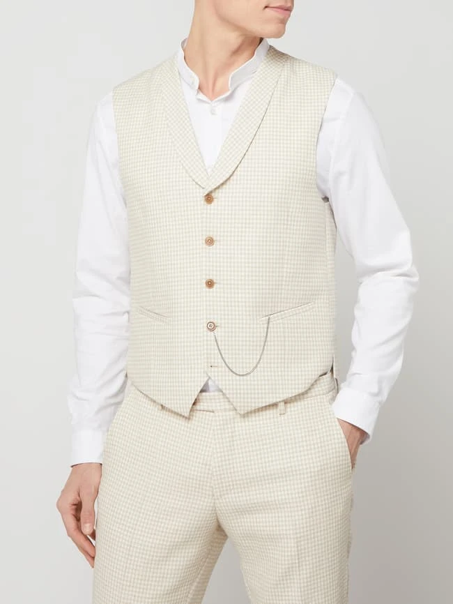 CG - Club Of Gents Slim Fit Weste Mit Leinen-Anteil Modell 'Paddy' - Beige 4 CG - Club Of Gents Slim Fit Weste Mit Leinen-Anteil Modell 'Paddy' - Beige – Bild 4