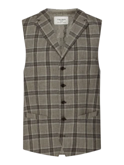 Carl Gross Weste Aus Leinenmischung Modell 'Warner' - Mittelbraun