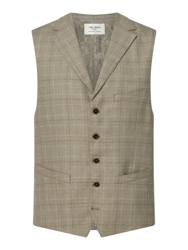 Carl Gross Weste Aus Leinenmischung Modell 'Warner' - Beige 1 Carl Gross Weste Aus Leinenmischung Modell 'Warner' - Beige