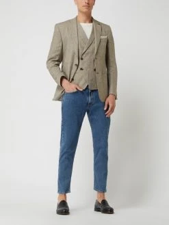 Carl Gross Modern Fit Weste Aus Leinen Modell 'Farrington' - Mittelbraun