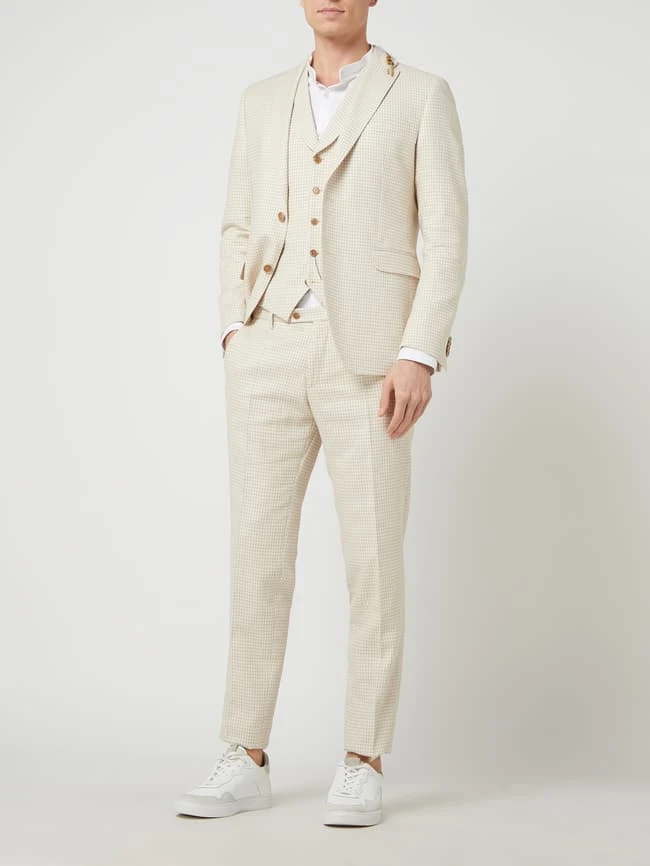 CG - Club Of Gents Slim Fit Weste Mit Leinen-Anteil Modell 'Paddy' - Beige 1 CG - Club Of Gents Slim Fit Weste Mit Leinen-Anteil Modell 'Paddy' - Beige