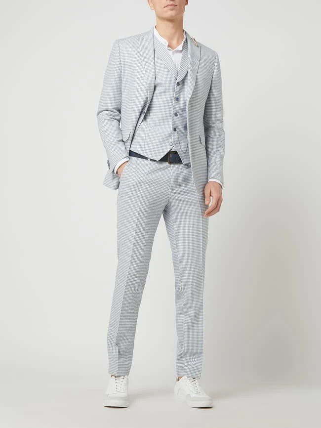 CG - Club Of Gents Slim Fit Weste Mit Leinen-Anteil Modell 'Paddy' - Hellblau 1 CG - Club Of Gents Slim Fit Weste Mit Leinen-Anteil Modell 'Paddy' - Hellblau