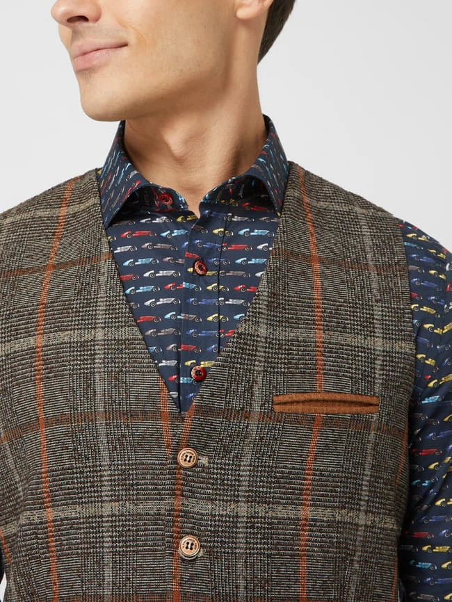 A Fish Named Fred Weste Mit Karomuster - Camel 3 A Fish Named Fred Weste Mit Karomuster - Camel – Bild 3