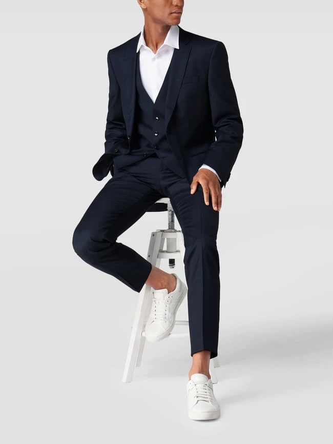 BOSS Slim Fit Weste Aus Schurwolle - Marineblau 1 BOSS Slim Fit Weste Aus Schurwolle - Marineblau