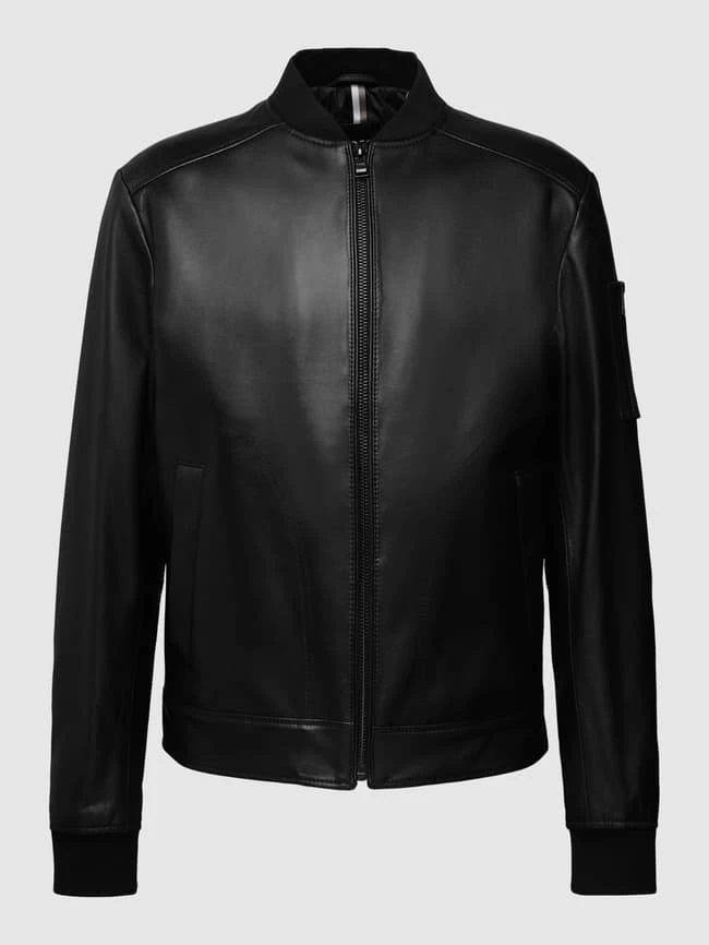 BOSS Lederjacke Mit Stehkragen Modell 'Malba' - Schwarz 2 BOSS Lederjacke Mit Stehkragen Modell 'Malba' - Schwarz – Bild 2